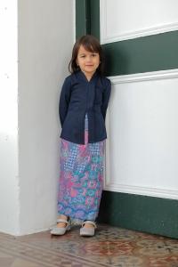 Classic Kebaya Batik Kids in Navy Blue